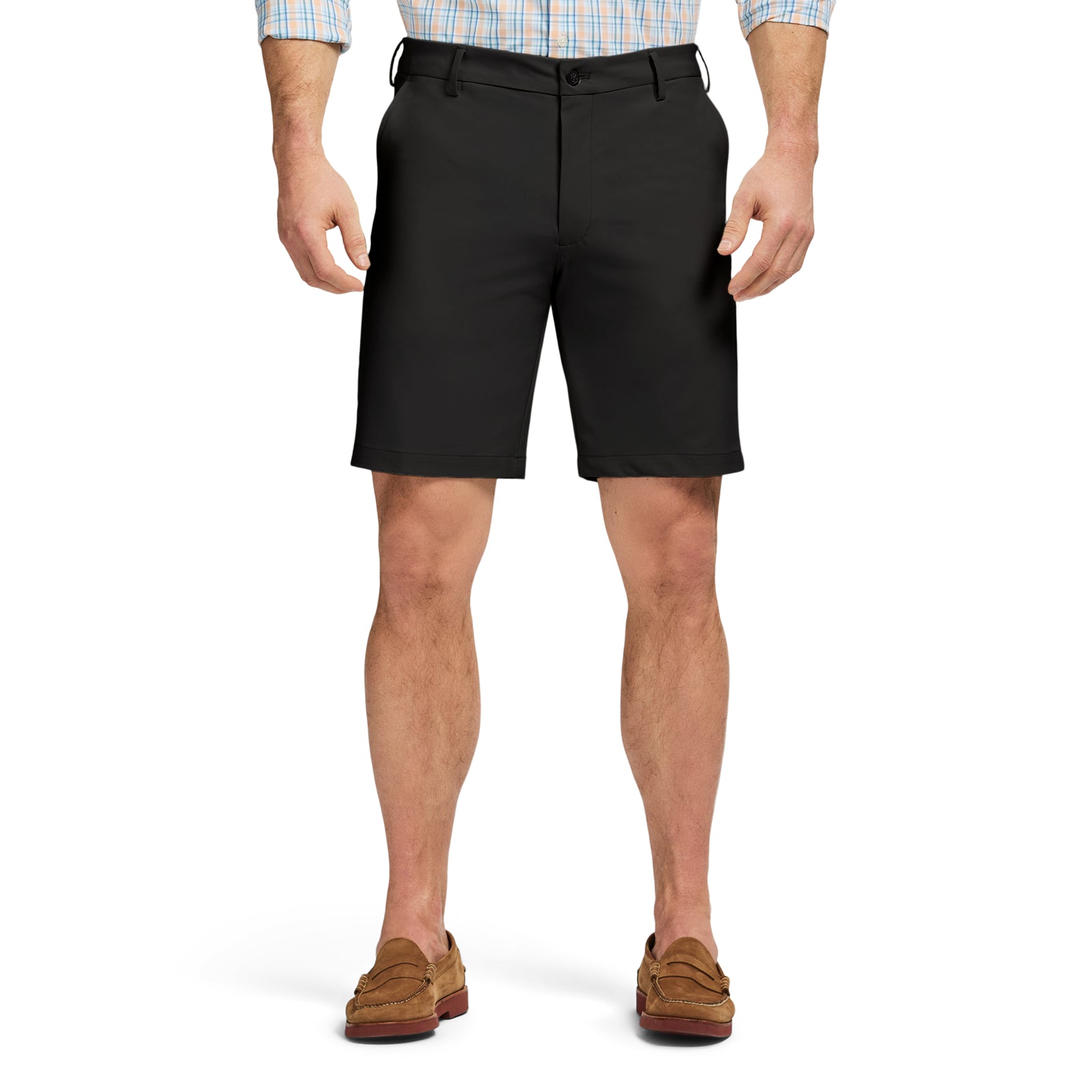 Non-Iron Stretch Straight Fit Flat Front Traveler Short - Black – IZOD
