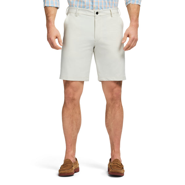 Non-Iron Stretch Straight Fit Flat Front Traveler Short - Silver