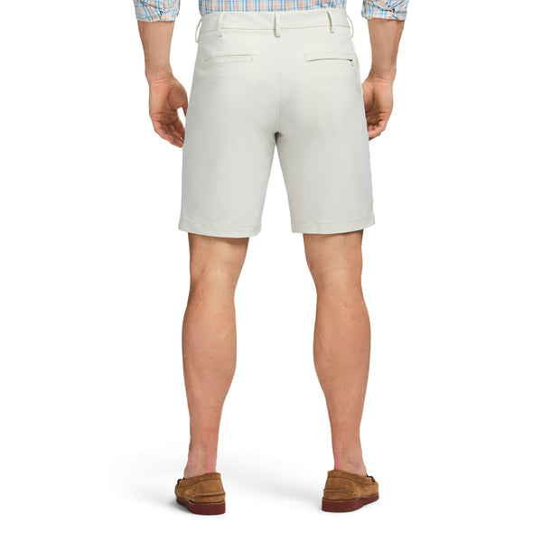 Non-Iron Stretch Straight Fit Flat Front Traveler Short - Silver