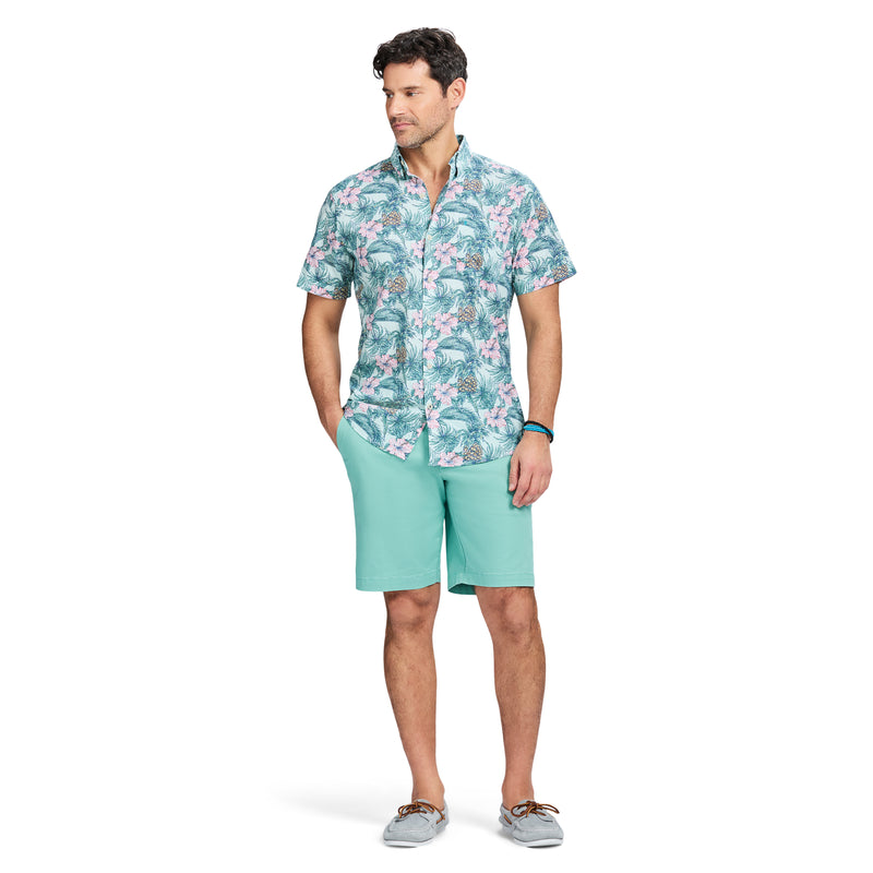 SALTWATER 9.5" FLAT FRONT CHINO SHORT - WASABI