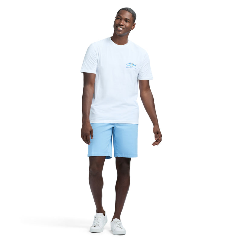 SALTWATER 9.5" FLAT FRONT CHINO SHORT - PLACID BLUE