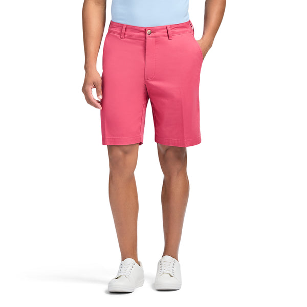 SALTWATER 9.5" FLAT FRONT CHINO SHORT - HOLLY BERRY