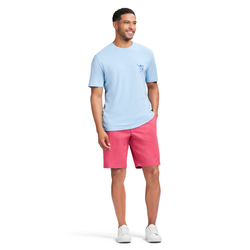 SALTWATER 9.5" FLAT FRONT CHINO SHORT - HOLLY BERRY