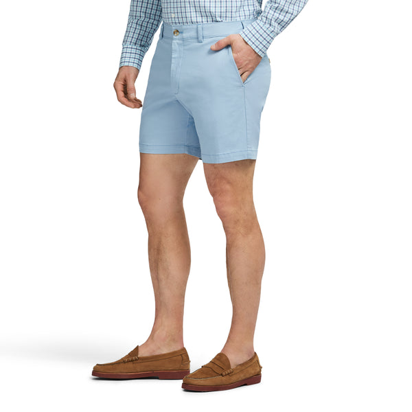 SALTWATER 7" FLAT FRONT CHINO SHORT - PLACID BLUE
