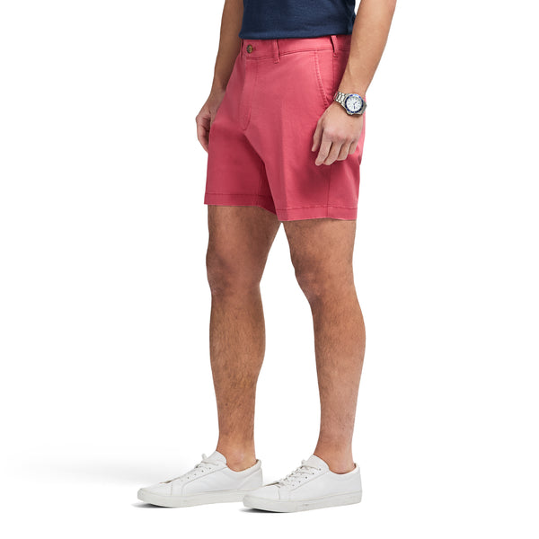 SALTWATER 7" FLAT FRONT CHINO SHORT - HOLLY BERRY