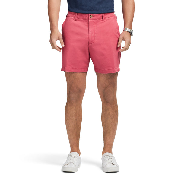 SALTWATER 7" FLAT FRONT CHINO SHORT - HOLLY BERRY