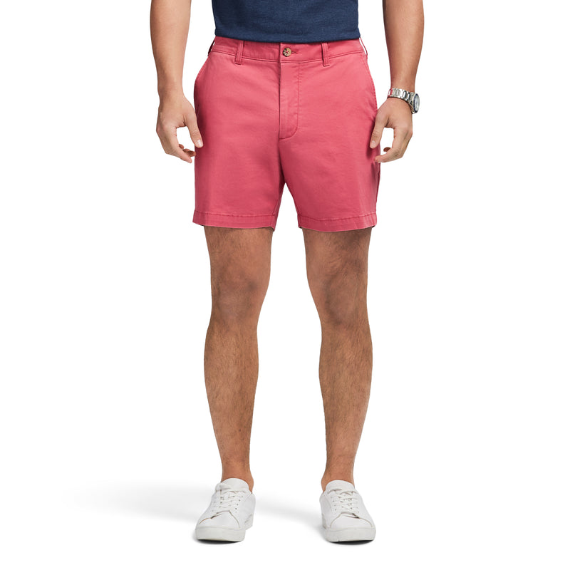 SALTWATER 7" FLAT FRONT CHINO SHORT - HOLLY BERRY