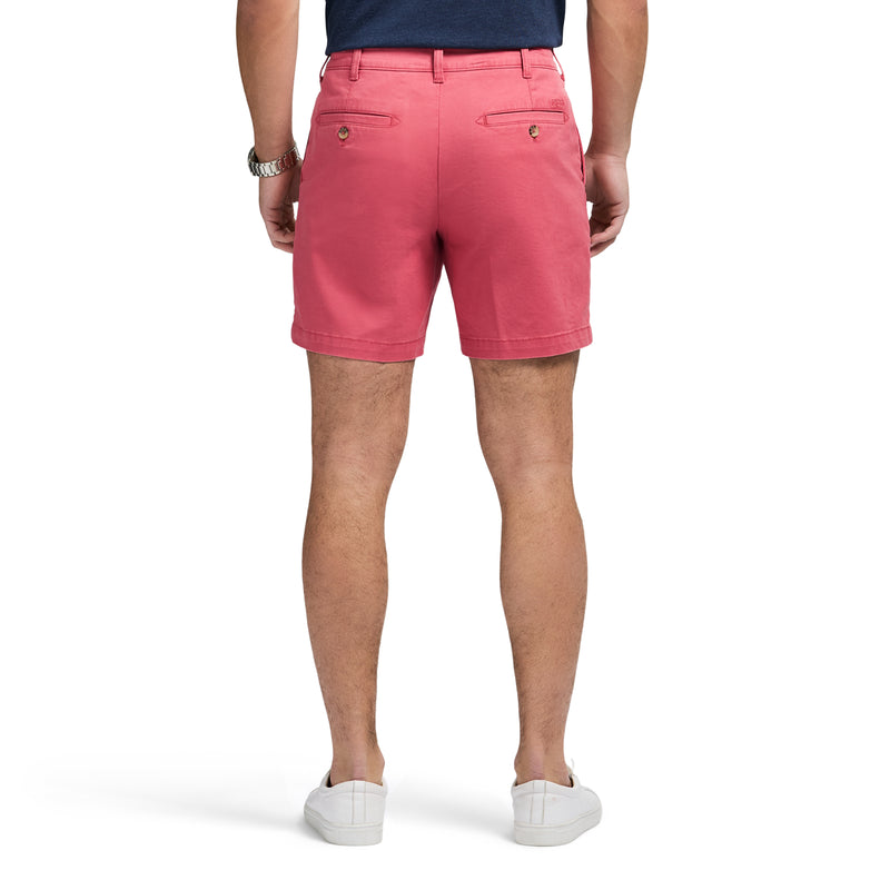 SALTWATER 7" FLAT FRONT CHINO SHORT - HOLLY BERRY