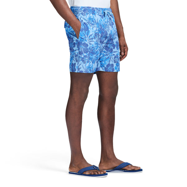 SALTWATER BEACH PERFORMANCE SWIM TRUNK - PLACID BLUE