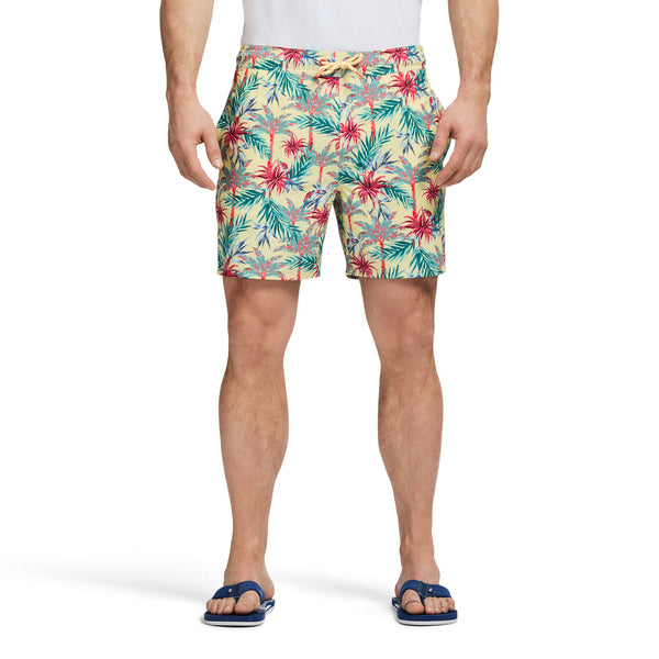 SALTWATER BEACH PERFORMANCE SWIM TRUNK - LEMON MERINGUE