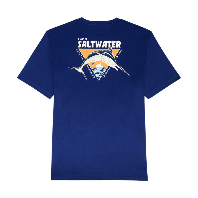 BIG & TALL SALTWATER FISHING GEAR S/S GRAPHIC TEE - MEDIEVAL BLUE