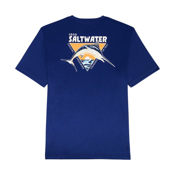 BIG & TALL SALTWATER FISHING GEAR S/S GRAPHIC TEE - MEDIEVAL BLUE