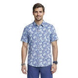 DOCKSIDE CHAMBRAY S/S PRINTED BUTTON-DOWN SHIRT - VALLARTA BLUE