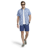 DOCKSIDE CHAMBRAY S/S PRINTED BUTTON-DOWN SHIRT - VALLARTA BLUE