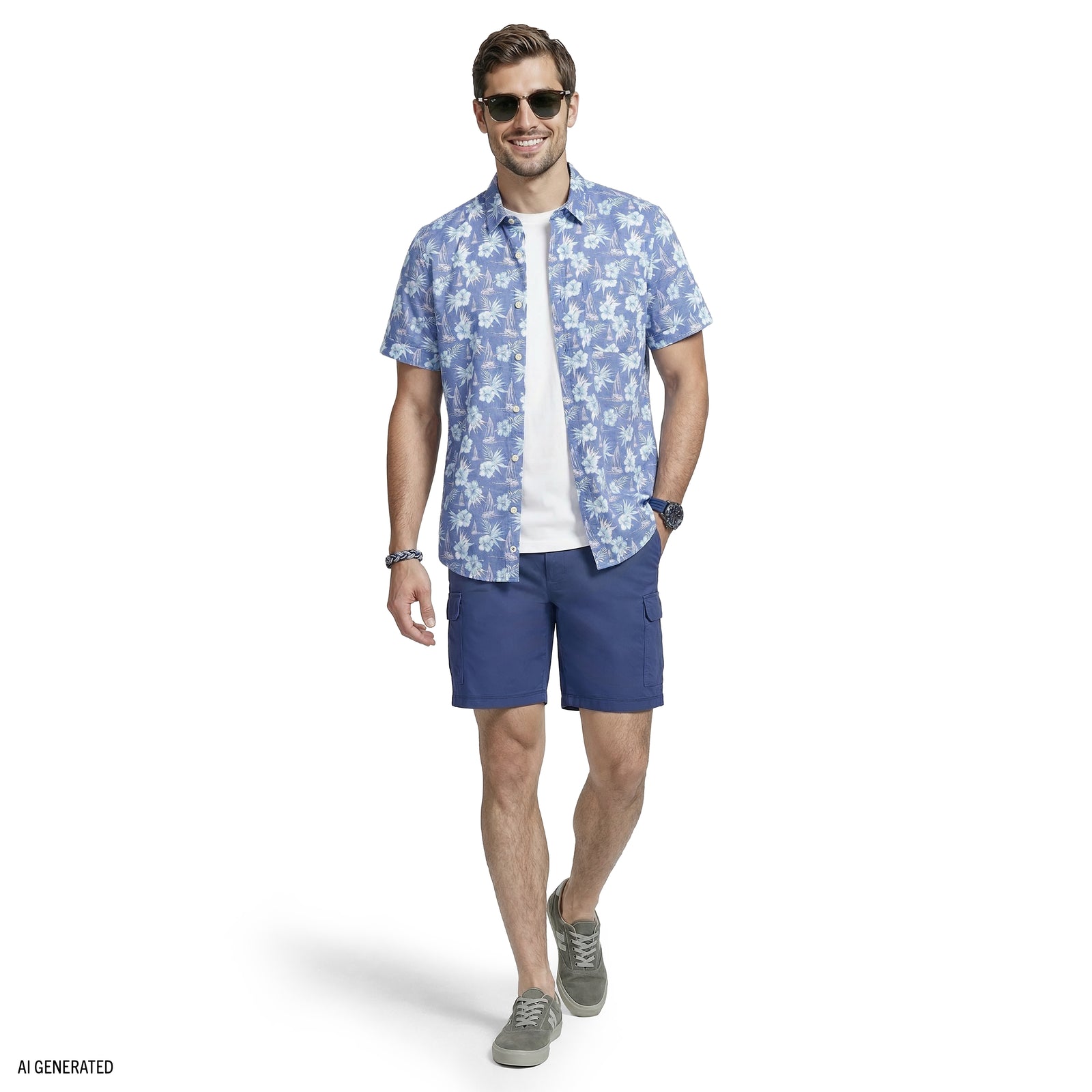 Dockside Chambray S/S Printed Button-Down Shirt - Vallarta Blue – IZOD