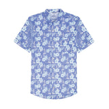 Izod Mens Shirt Dockside Chambray Short Sleeve Printed Button Down Shirt Vallarta Blue 