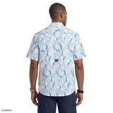 SUNSHIELD PERFORMANCE S/S PRINTED BUTTON-DOWN SHIRT - BRIGHT WHITE