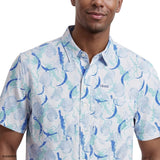 SUNSHIELD PERFORMANCE S/S PRINTED BUTTON-DOWN SHIRT - BRIGHT WHITE