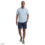 SUNSHIELD PERFORMANCE S/S PRINTED BUTTON-DOWN SHIRT - BRIGHT WHITE