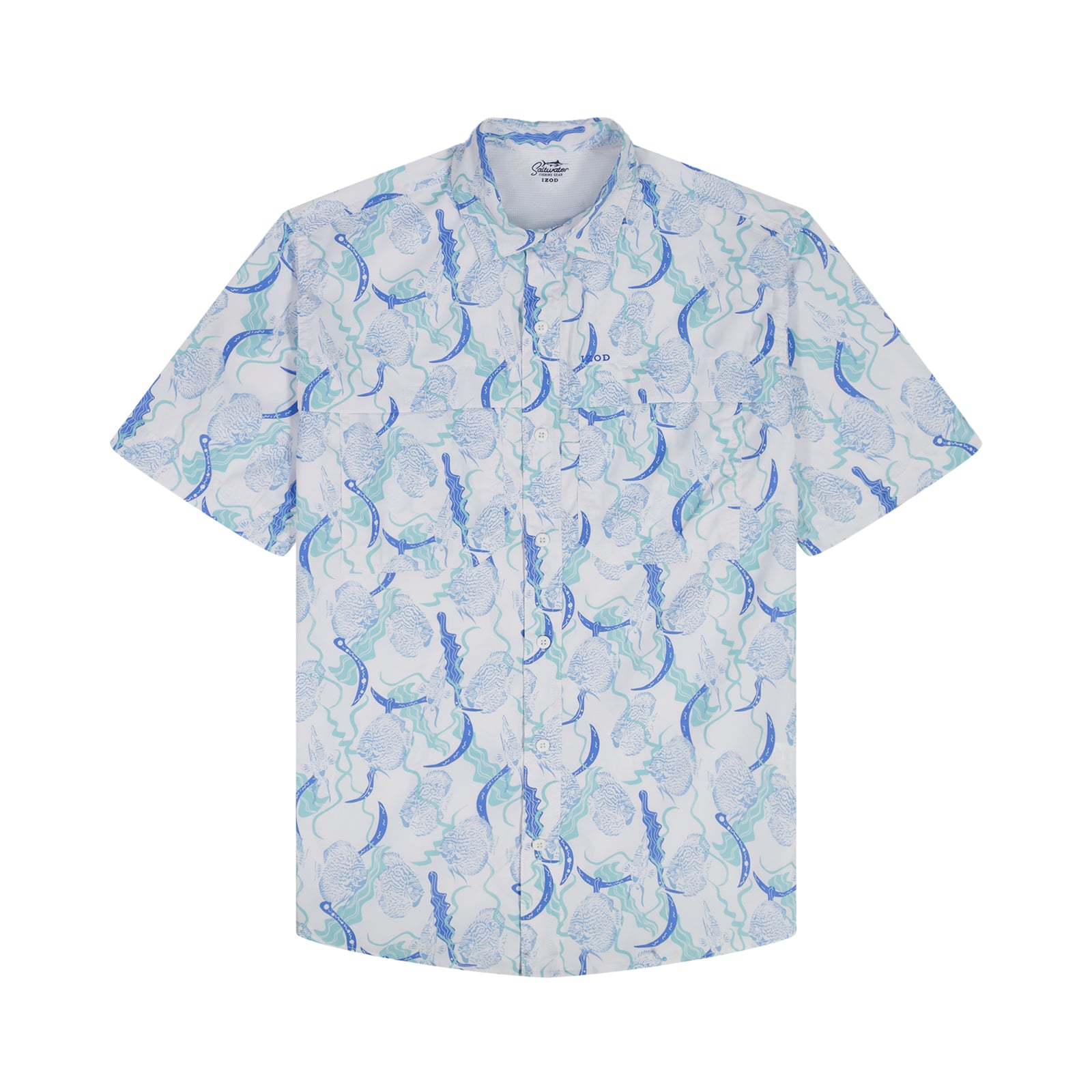 BIG & TALL SUNSHIELD PERFORMANCE S/S PRINTED BUTTON-DOWN SHIRT