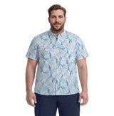 BIG & TALL SUNSHIELD PERFORMANCE S/S PRINTED BUTTON-DOWN SHIRT - BRIGHT WHITE