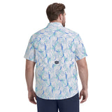 BIG & TALL SUNSHIELD PERFORMANCE S/S PRINTED BUTTON-DOWN SHIRT - BRIGHT WHITE
