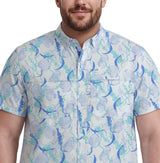 BIG & TALL SUNSHIELD PERFORMANCE S/S PRINTED BUTTON-DOWN SHIRT - BRIGHT WHITE