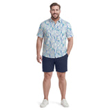 BIG & TALL SUNSHIELD PERFORMANCE S/S PRINTED BUTTON-DOWN SHIRT - BRIGHT WHITE