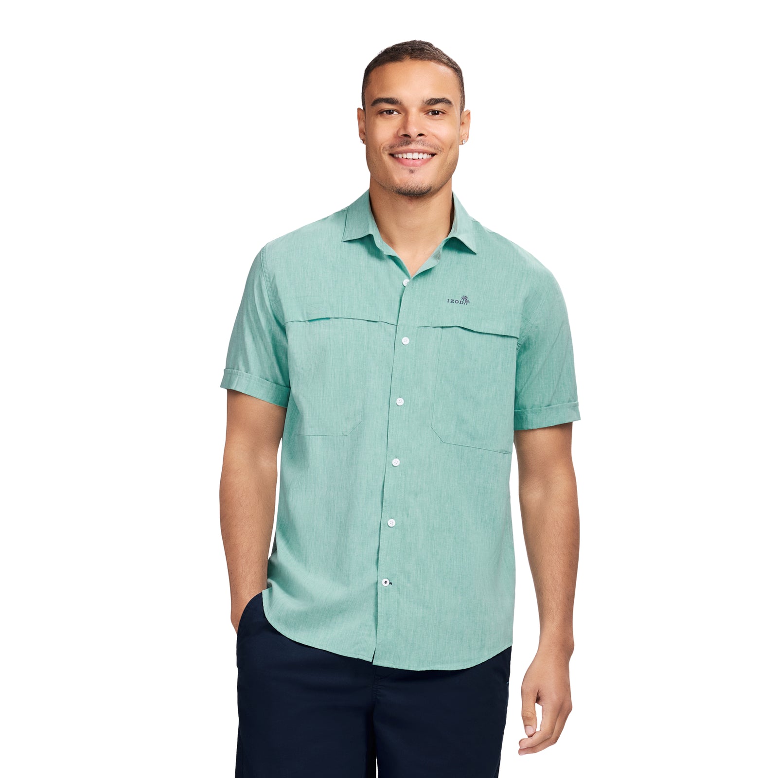 SUNSHIELD PERFORMANCE S/S BUTTON-DOWN SHIRT - AGATE GREEN – IZOD