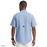 Izod Mens Shirt Sunshield Performance Short Sleeve Button Down Shirt Blue 