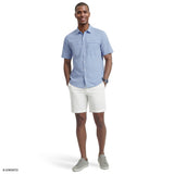 Izod Mens Shirt Sunshield Performance Short Sleeve Button Down Shirt Blue 