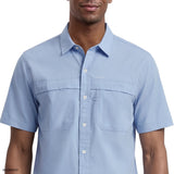 Izod Mens Shirt Sunshield Performance Short Sleeve Button Down Shirt Blue 