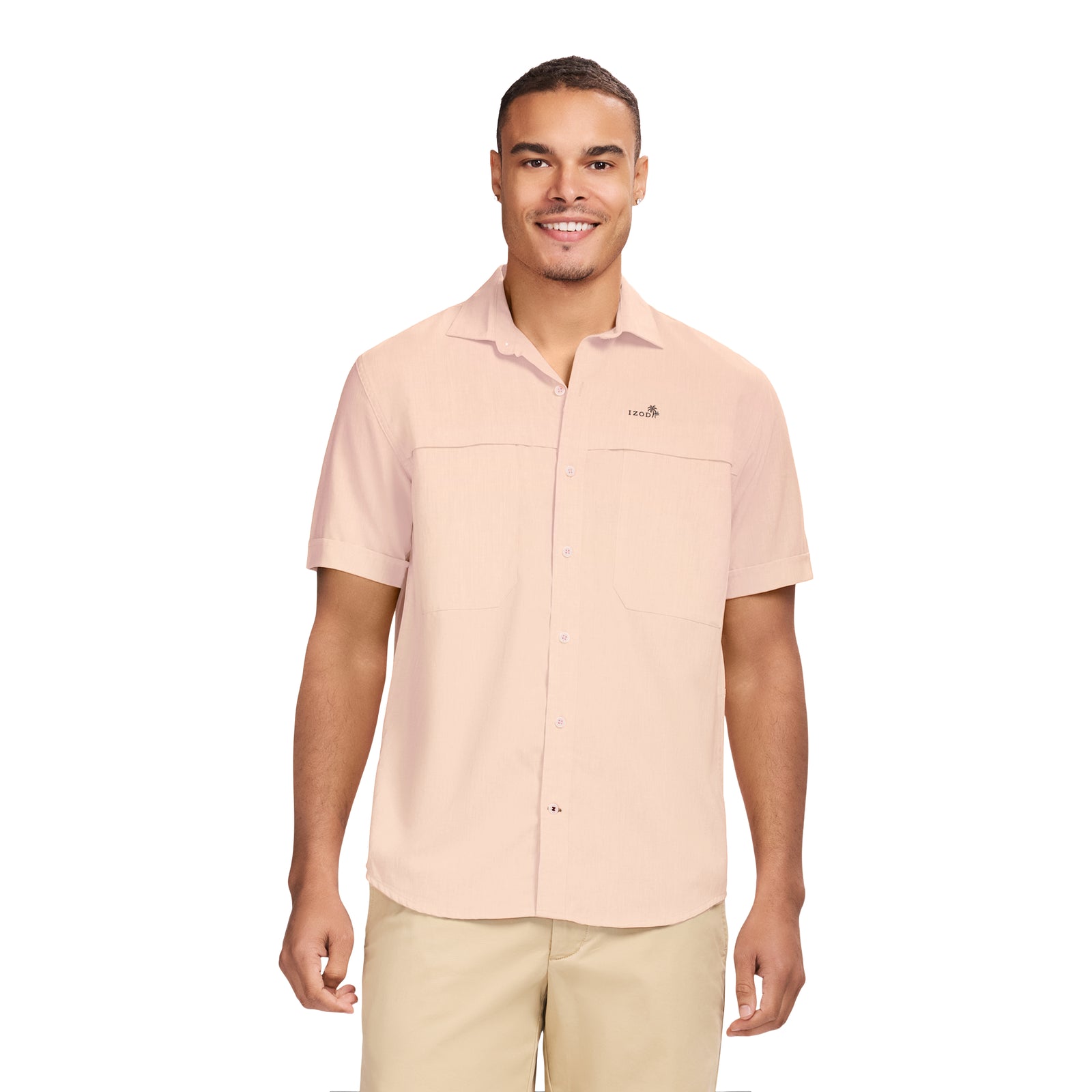 SUNSHIELD PERFORMANCE S/S BUTTON-DOWN SHIRT - CANTALOUPE – IZOD