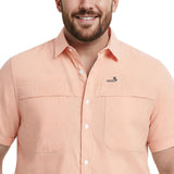 BIG & TALL SUNSHIELD PERFORMANCE S/S BUTTON-DOWN SHIRT - CANTALOUPE