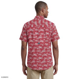 Izod Mens Shirt Sunshield Performance Short Sleeve Printed Button Down Shirt Red 