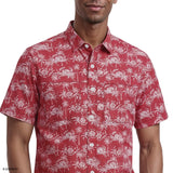 Izod Mens Shirt Sunshield Performance Short Sleeve Printed Button Down Shirt Red 