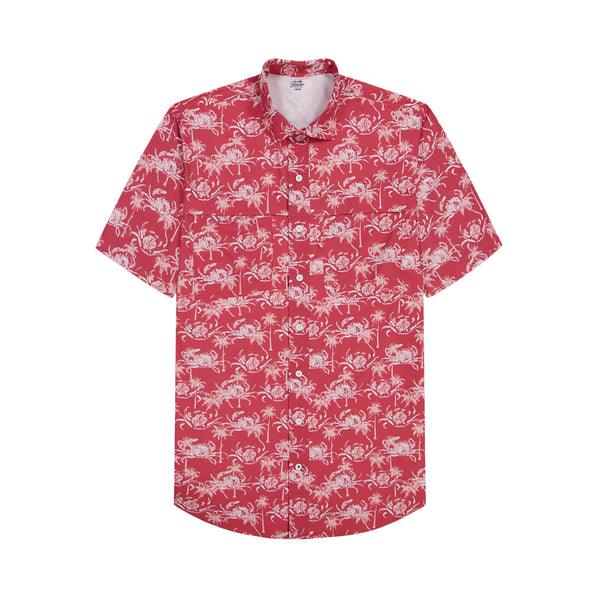 BIG & TALL SUNSHIELD PERFORMANCE S/S PRINTED BUTTON-DOWN SHIRT