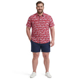BIG & TALL SUNSHIELD PERFORMANCE S/S PRINTED BUTTON-DOWN SHIRT - HOLLY BERRY
