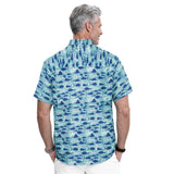 SUNSHIELD PERFORMANCE S/S PRINTED BUTTON-DOWN SHIRT - TEAL