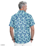 SUNSHIELD PERFORMANCE S/S PRINTED BUTTON-DOWN SHIRT - TEAL
