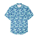 BIG & TALL SUNSHIELD PERFORMANCE S/S PRINTED BUTTON-DOWN SHIRT - TEAL