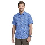 SUNSHIELD PERFORMANCE S/S PRINTED BUTTON-DOWN SHIRT - CORNFLOWER BLUE
