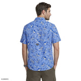 Izod Mens Shirt Sunshield Performance Short Sleeve Printed Button Down Shirt Blue 