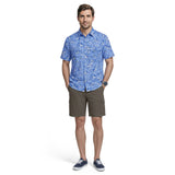 SUNSHIELD PERFORMANCE S/S PRINTED BUTTON-DOWN SHIRT - CORNFLOWER BLUE