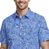 Izod Mens Shirt Sunshield Performance Short Sleeve Printed Button Down Shirt Blue 