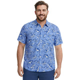 BIG & TALL SUNSHIELD PERFORMANCE S/S PRINTED BUTTON-DOWN SHIRT - CORNFLOWER BLUE