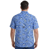 BIG & TALL SUNSHIELD PERFORMANCE S/S PRINTED BUTTON-DOWN SHIRT - CORNFLOWER BLUE