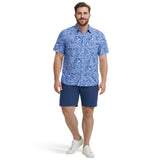 BIG & TALL SUNSHIELD PERFORMANCE S/S PRINTED BUTTON-DOWN SHIRT - CORNFLOWER BLUE