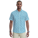 SUNSHIELD PERFORMANCE S/S PRINTED BUTTON-DOWN SHIRT - MILKY BLUE