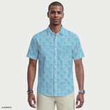 Izod Mens Shirt Sunshield Performance Short Sleeve Printed Button Down Shirt Blue 